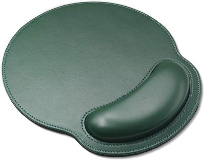 China Custom Stocked Logo Print High Quality Leather Keyboard Wrist Rest Mouse Pad Green for sale