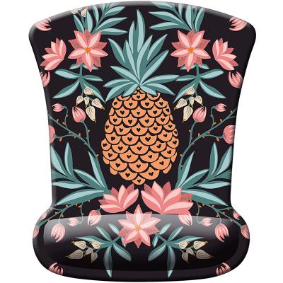 China OEM Amazon Eco-friendly Hot Selling Custom Design Pineapple Pattern Classic Stable Memory Foam Filled Ergonomic Mouse Pad Wrist Rest Mouse Pad for sale