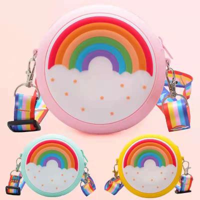 China Mini Rainbow Zero Silicone Bag Cute Children's Cute Girl Mini Purse Fashionable Round Waterproof Wallet Bag for sale