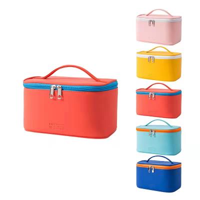 China Korean New PUFrosting PU Cosmetic Bag Large Capacity Storage Portable Cosmetic Package for sale