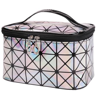 China Diamond Shape Diamond Pattern Handbag Waterproof Storage Bag Fashion PU Leather Cosmetic Bag for sale