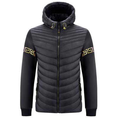 China Breathable 2021 New Customized Logo OEM Knitted Sleeve Print And Heated Stripper Fish Bubble Down Mens Padded Jacket for sale