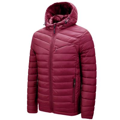 China Winter Sports Solid Color Cotton Filled Nylon Jacket Hooded Windproof Warm Breathable Down Jacket Men for sale