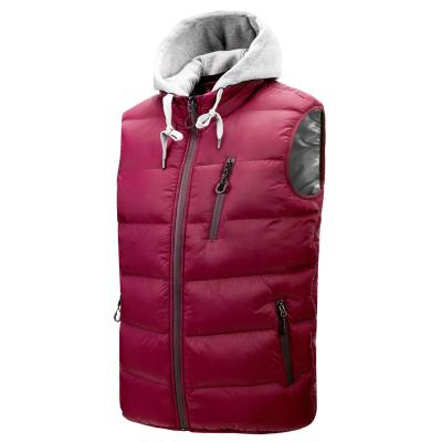 China EXTERNAL Men's OEM ODM Warm Sleeveless Vest Nylon Lightweight Custom Made Viable Vests With Hood For Winter Vest for sale