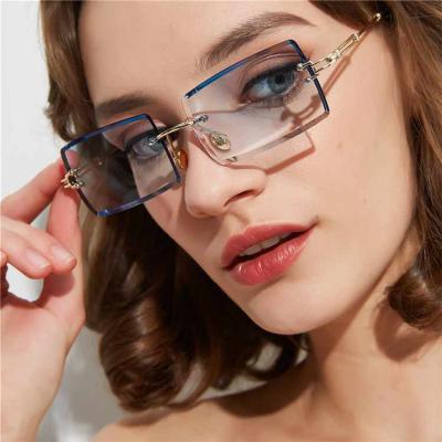 China Fashion Sunglasses 2021 New Diamond Frameless Frameless Sunglasses Ladies New Diamond Frameless Trim Frameless Sunglasses Trend Glasses Wholesale for sale