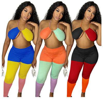 China Good quality fashion anti-pilling patchwork leggings two-piece pants sets women's summer sets for women clothing for sale