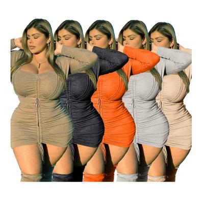 China anti-wrinkle 2021 fashionable pleated Mini Shirt Solid color plus size dresses women summer mini dress career dresses for sale