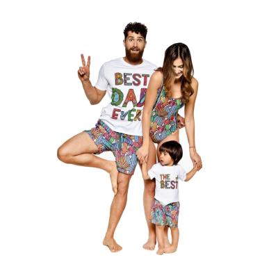 China Breathable New Style Cactus Swimwear Casual Loose Suit For Children Summer Two-piece Shorts Parent-child Set Outfit for sale