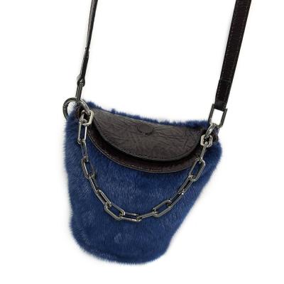 China High Quality Real Fashion Mink Fur Bag Women Furry Shoulder Lady Bags Chain Bucket Bag for sale