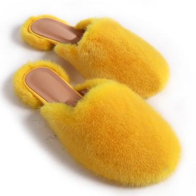 China High Quality Girls Real Mink Fur Flat Slides Real Fur Slides Ladies Fur Slippers For Women Outdoors for sale