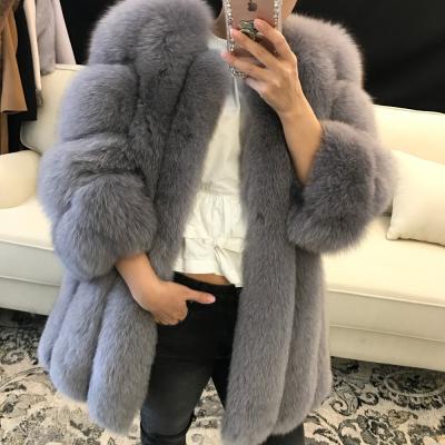 China Real Fox Fur Jacket Women Long Fur Coat Winter Warm Anti-Shrink Raccoon Fur Coat For Ladies for sale