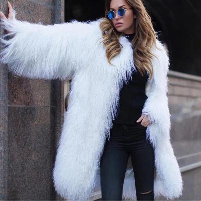 China Winter Anti-Shrink Warm Women's Long Real Mongolia Sheep Fur Coat Ladies Outerwear for sale