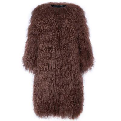 China Long Real Mongolia Sheep Fur Coat Women Warm Winter Anti-Shrink Plus Size Jackets For Ladies for sale