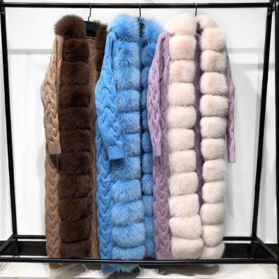 China Anti-Shrink Ladies Knitted Sweater Hoodies Women High Quality Cardigan Sweater With Real Fox Fur Trim for sale