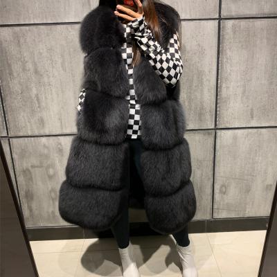 China Real Fox Fur Vest Winter Women Long Warm Thick Fur Vest Ladies Streetwear for sale