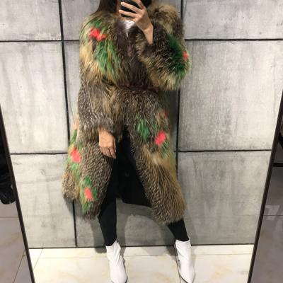 China High Quality Long Real Fox Women's Printed Natural Knitted Fur Coat Anti-Shrink Fur Coat Ladies Quality for sale