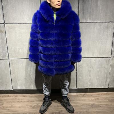 China Real Fox Breathable Hooded Fur Coats For Men Winter Mens Warm Fur Coat Long for sale