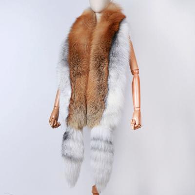 China 2021 Winter Autumn Warm Women Fox Fur Collar Scarf Ladies Long Real Fur Shawl for sale