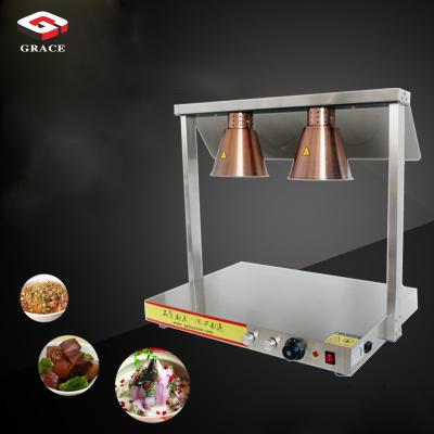 China Preserving Food Warmer For Hotel Two Bulbs Stainless Steel Food Warmer Heater Restaurant Buffet Hot Sale Electric Heat Lamp for sale