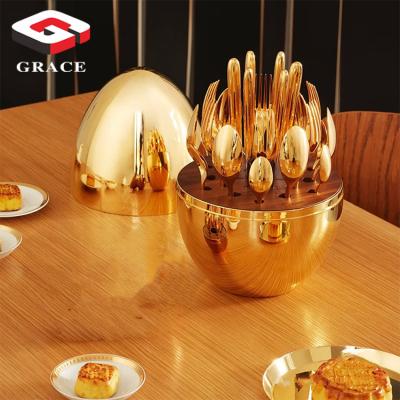 China Restaurant Metal Viable High Quality Egg Round 24pcs Egg Ball Tableware Stainless Steel Household Egg Cutlery Flatware Set For Gift for sale