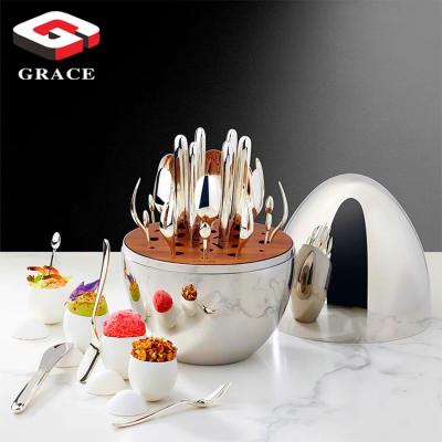 China Viable New Product Stainless Steel Egg Cutlery Set 24pcs Silver/Gold Color Modern Design Dinnerware Dinnerware Set For Sale for sale