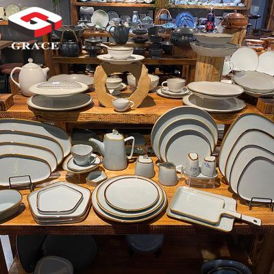 China Modern Minimalist Restaurant Tableware Dinnerware Sets Ceramic Dishes For Restaurant for sale