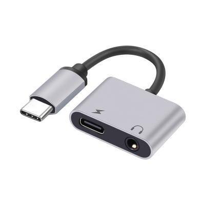 China Mobile Devices Laptop Type-C To 3.5 Mm Earphone And Charging Converter Cable Adapter 2 In 1 Type C+AUX Phone Adapter for sale