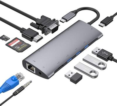 China Type-C Enabled Devices USB C to H DMI with VGA+ RJ45+ PD for Macbook Pro Hub Laptop Docking Station Obtained Patents in Europe USA for sale