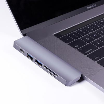 China Newest 2019 HCET Aluminum Alloy Type C 5 in 1 Dual USB C Hub Portable Type-C for Macbook Pro Air USB C Thunderbolt HUB for sale