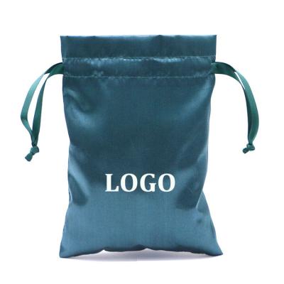 China Custom color and size satin drawstring folding pouches, satin bags for wigs with box with custom logo for sale