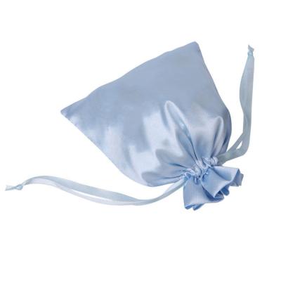 China Lovely Little Folding Wedding Favor Bags Smooth Soft Satin Fabric Candy Pouches For Baby for sale