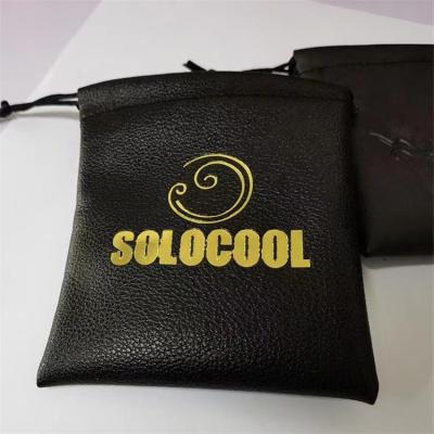 China Custom Gold Logo Magic Beans Bag Soft Folding PU Leather Bag With Drawstring for sale