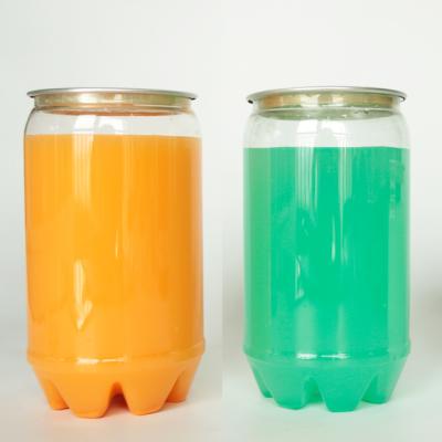 China Food Grade Eco - Friendly Packaging 350ml 12oz Disposable PET Can With Aluminum Lid for sale