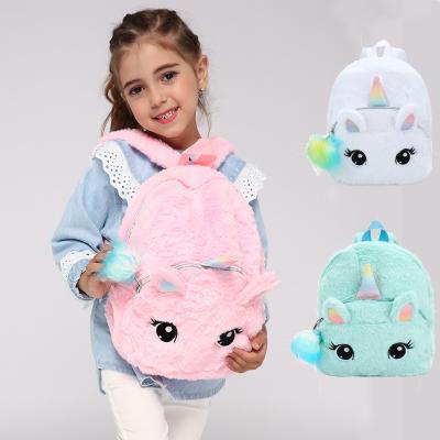 China Yuanyi 2022 New Plush Toy Backpack Lightweight Kindergarten Baby Backpack Cute Unicorn Girl School Bag Backpack for sale