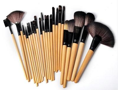 China Multifunctional 24 Piece Customized Cosmetic Make Up Brush Set With Soft Leather Bag for sale