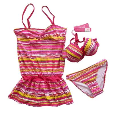 China Other Amazon 2021 wholesale nylon swimwear fashion printed bikini three piece swimsuit kept for ladies for sale