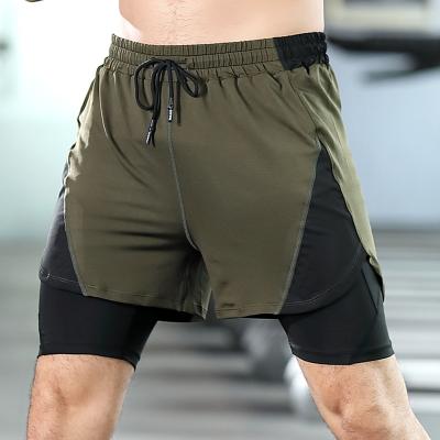 China New Viable Sports Pants Men's Elastic Quick-Drying Pieces Both Running Shorts Men's Double Layer Basketball Fitness Shorts for sale