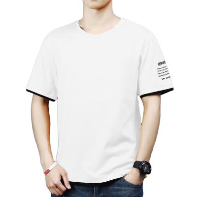 China new Anti-wrinkle spring and summer basing shirt T-shirt two simple student men's fashion Korean round neck men's clothing for sale