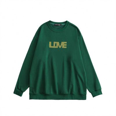 China Custom High Quality Anti-pilling Fashion Hoody Oversized Plain Round Neck Knit Mens Hoodies Sweatshirts Green for sale