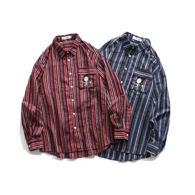 China Men's Loose Button Men's Shirts Anti-pilling Women's Gentleman's Embroidery Cotton Breathable Popular Blouse Wholesale for sale