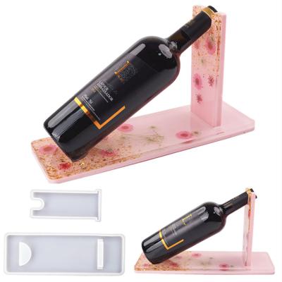 China Viable Wine Rack Resin Bottle and Glass DIY Silicone Mold Tray Shelf Molds for Holiday Party Table Home Decoration for sale