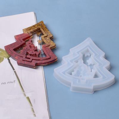 China NEW Viable Transparent Silicone Mold Resin Craft DIY Christmas Tree Gift Decorative Ornaments Cast Epoxy Resin Molds For Jewelry for sale