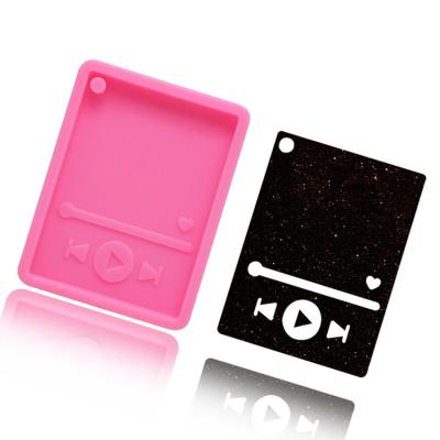 China Viable Handmade Music Silicone Mold Lovers MP3 Player Pendant Polymer Clay Epoxy Resin Jewelry Making Key Chain Musical Tool for sale