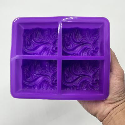 China 4 Cavity Viable Wavy Silicone Flower Handmade Soap Cake Molds DIY Aromatherapy Plaster Mold Essential Oil Soap Mold for sale