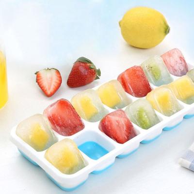 China 14 Viable Square Ice Cream Maker Kitchen Bar Accessories Ice Cube Mold Tray Home With Lid DIY Grid Silicone Food Grade for sale