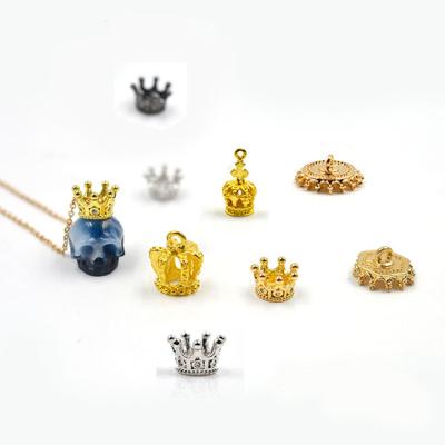 China Pendant Bottom Trays Diy Diamond Pendant Bottom Jewelry Accessories Handmade Spherical Alloy 2pcs Viable Crown Cabochon for sale