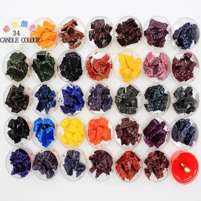 China 34 Kinds Sustainable Candle Dyes Chip Flakes Wax Dye Candle Oil For Paraffin Soy Wax Craft DIY Candle Making Wax Supplies Christmas Factory for sale