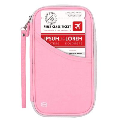 China RFID Passport Wallet-Travel Document Holder / RFID Blocking Family Travel Passport Holder Document Organizer Bag (Pink) for sale