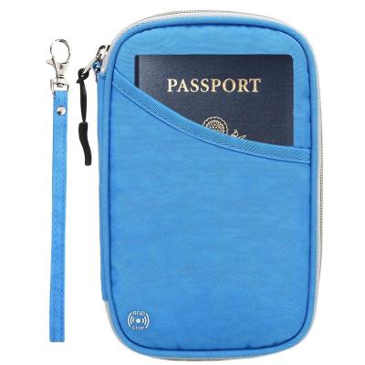 China RFID Passport Wallet-Travel Document Holder / RFID Blocking Family Travel Passport Holder Document Organizer Bag (Blue) for sale