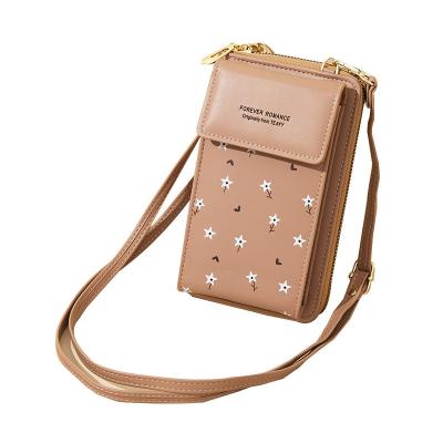 China Fashion Women's diagonal shoulder mobile phone purse vertical coin Purser phone case wallet with strap for sale